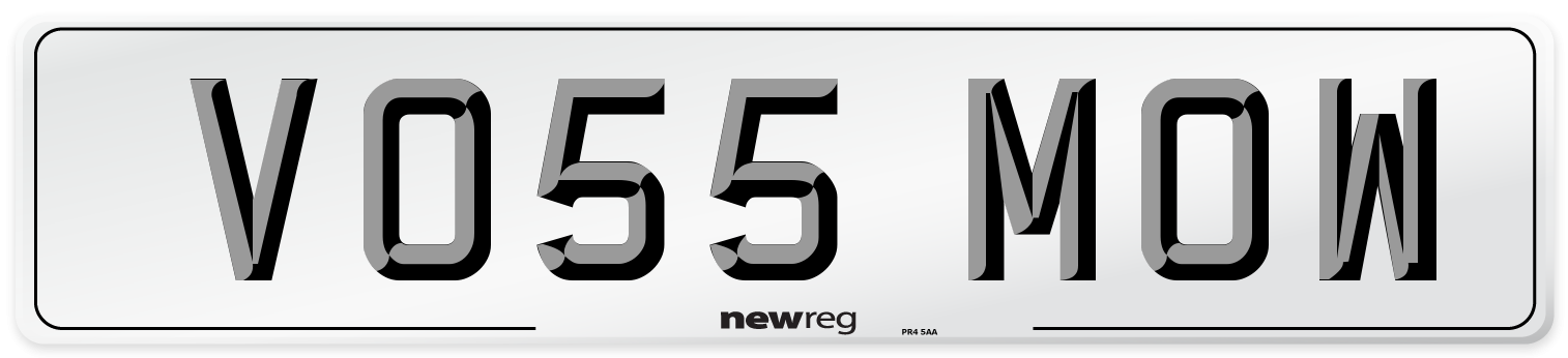 VO55 MOW Number Plate from New Reg